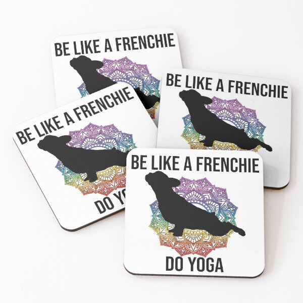 Item preview, frenchie do yoga black silhouette text transparent background designed and sold by FrenchieStyle25.