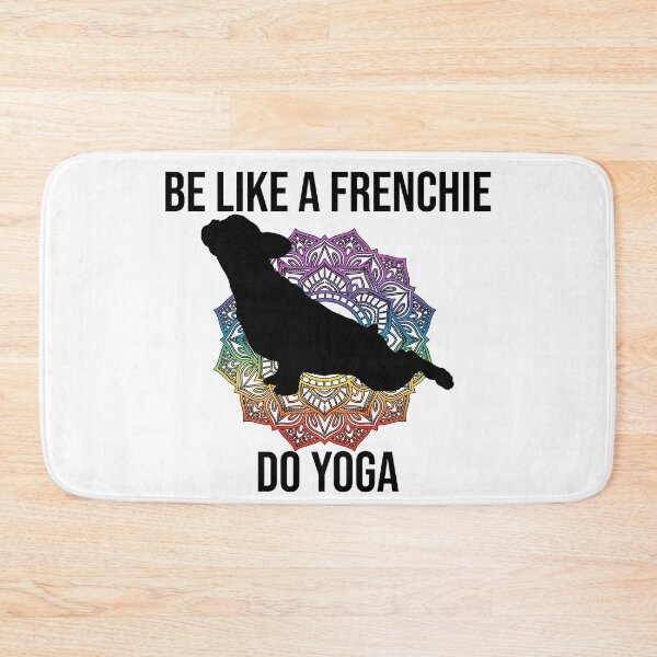 Item preview, frenchie do yoga black silhouette text transparent background designed and sold by FrenchieStyle25.