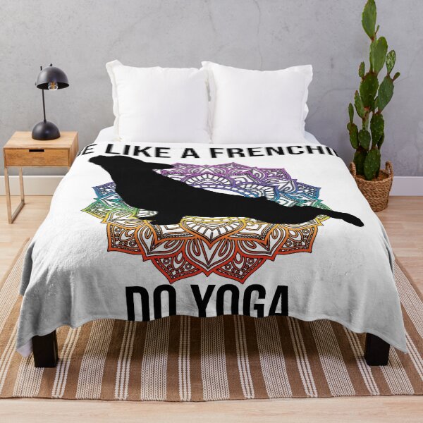 Item preview, frenchie do yoga black silhouette text transparent background designed and sold by FrenchieStyle25.