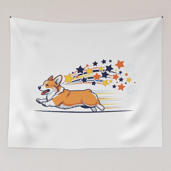 Item preview, Comet Trail Corgi — Energetic Sprinting Dog with Dynamic Starry Tail Arc  designed and sold by zoughlal.