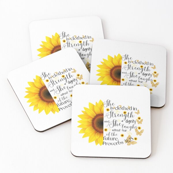 Item preview, She is Clothed in Strength and Dignity | Sunflower & Butterfly Proverbs 31:25 Design | Yellow designed and sold by PW31Boutique.