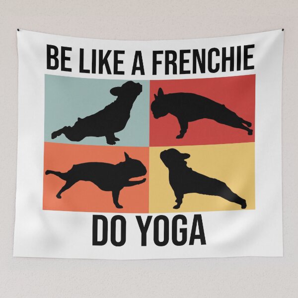 Item preview, frenchies do yoga black silhouette and tekst designed and sold by FrenchieStyle25.