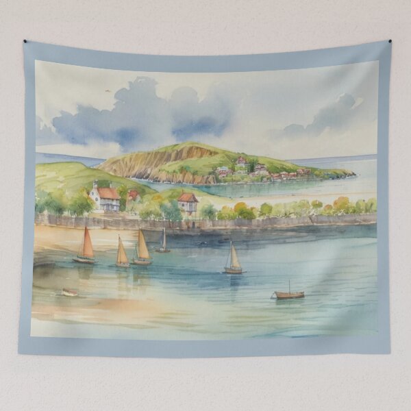 Item preview, sailing at Bantham2(watercolour + AI) designed and sold by artsmeow.