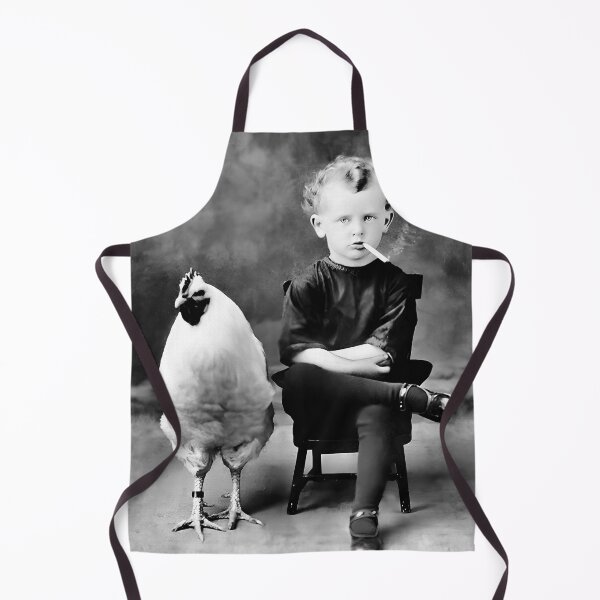 Item preview, Boy and Chicken, Funny Black and White Old Photo designed and sold by modernretro.