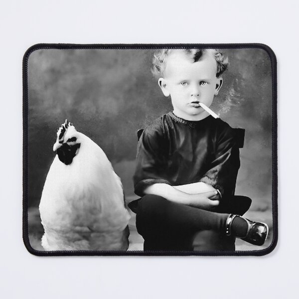 Item preview, Boy and Chicken, Funny Black and White Old Photo designed and sold by modernretro.