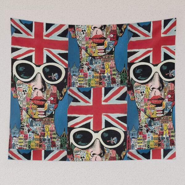 Item preview, Union Jack Dreams- A Portrait Becomes a Cultural Collage of British Icons and Pop Art Power designed and sold by OlfactoART Studio.