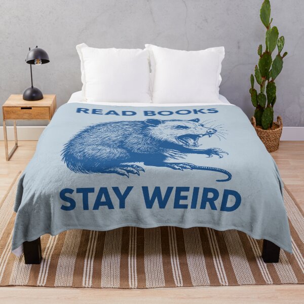 Item preview, READ BOOKS STAY WEIRD - Funny Snarling Possum - Blue designed and sold by Darling DeDe.
