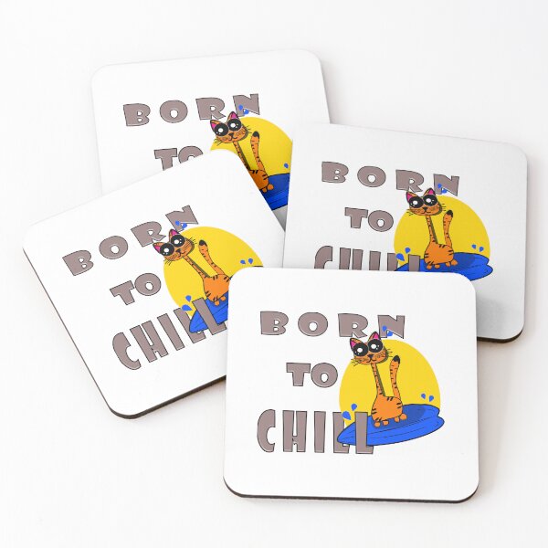 Item preview, Born to Chill – Cute Cartoon Cat Design designed and sold by ForcePrint.