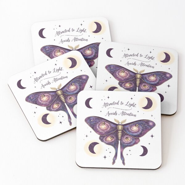 Item preview, Attracted to Light, Avoids Attention – Cosmic Moth Introvert Digital Art designed and sold by AnnDesignStudio.