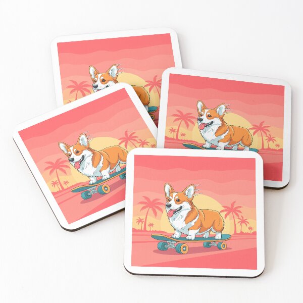 Item preview, Surf Skater Corgi — Playful Dog on Retro Skateboard with Vibrant Sunset Background  designed and sold by zoughlal.