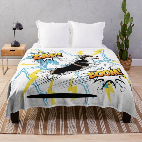 Item preview, Lightning Bolt Hero Corgi — Leaping Dog with Neon Lightning and Comic Explosions  designed and sold by zoughlal.