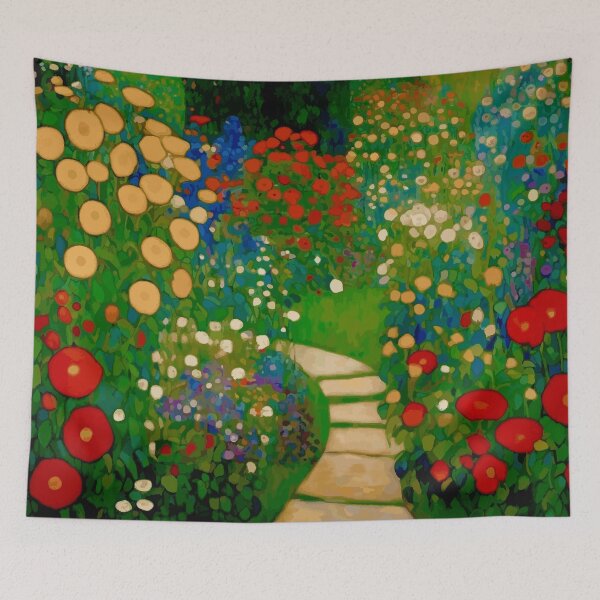 Item preview, Klimt Flower Garden with Winding Path designed and sold by Vicky Brago-Mitchell®.