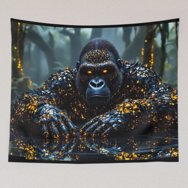Item preview, Gorilla artwork encrusted with geometric crystals design designed and sold by mystiquelicorne.
