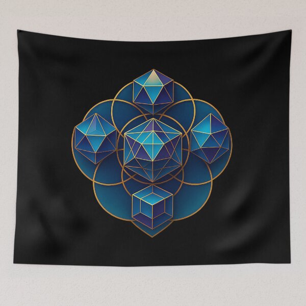 Item preview, Sacred Geometry in Blue – Golden Polyhedral Harmony designed and sold by ArcadiaSilence.