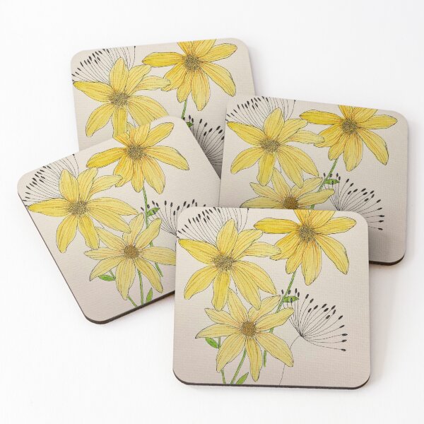 Item preview, Golden Petals & Whimsy – Yellow Floral Line Art designed and sold by TheWorstedGrey.