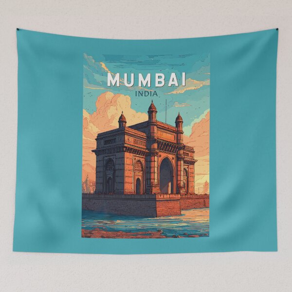 Item preview, Mumbai India Illustration Travel Art Vintage designed and sold by KrisSidDesigns.
