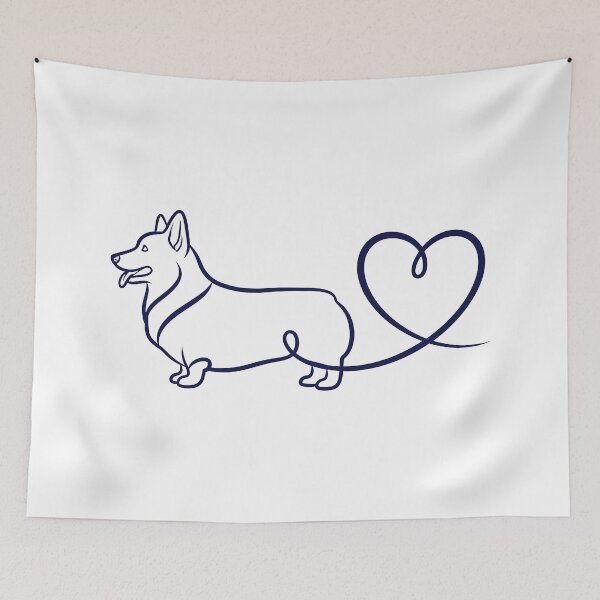 Item preview, Minimal Heartline Corgi — Single Continuous Navy Vector Line Forming Dog and Heart  designed and sold by zoughlal.