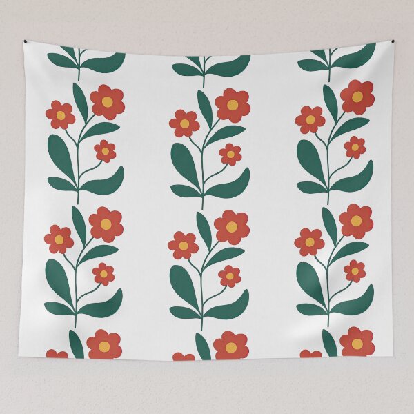 Item preview, Simple Red Flowers with Yellow Centers designed and sold by ArtfulWeave.