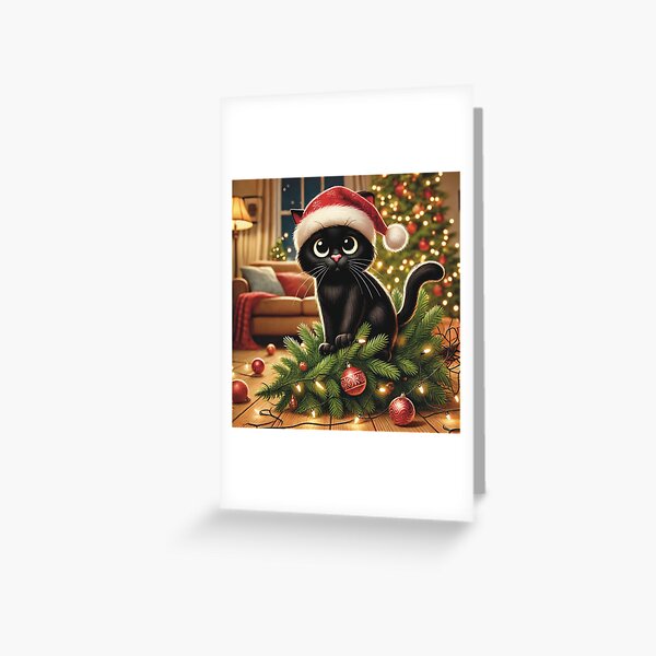 Item preview, Holiday Cat in Santa Hat – Cozy Festive Feline Christmas Art designed and sold by Iras-Art-Corner.