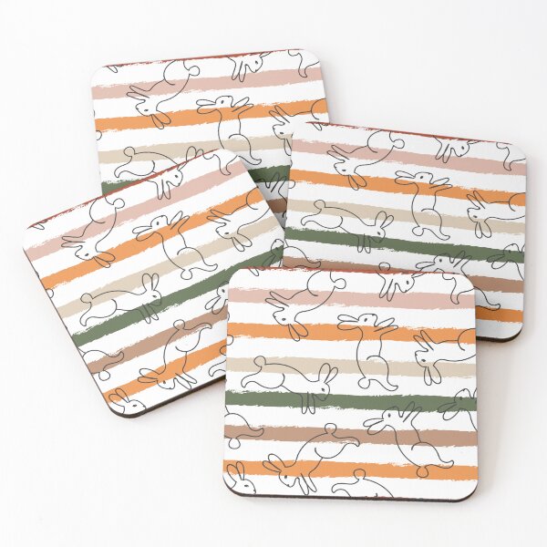Item preview, Rabbit Line Art on Trendy Stripes designed and sold by Farissa Designs.