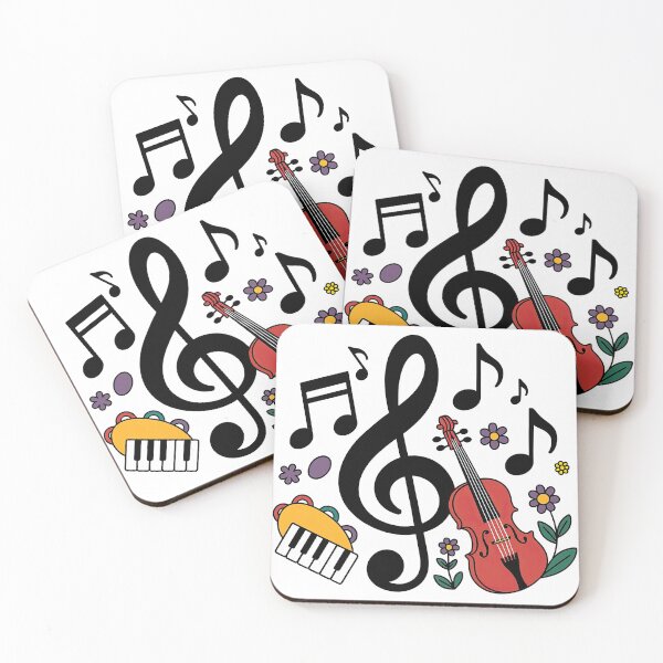 Item preview, Musical Instruments with Floral and Note Elements designed and sold by ArtfulWeave.