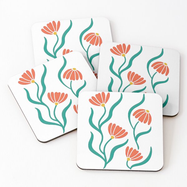 Item preview, Wavy Orange Flowers with Green Stems designed and sold by ArtfulWeave.