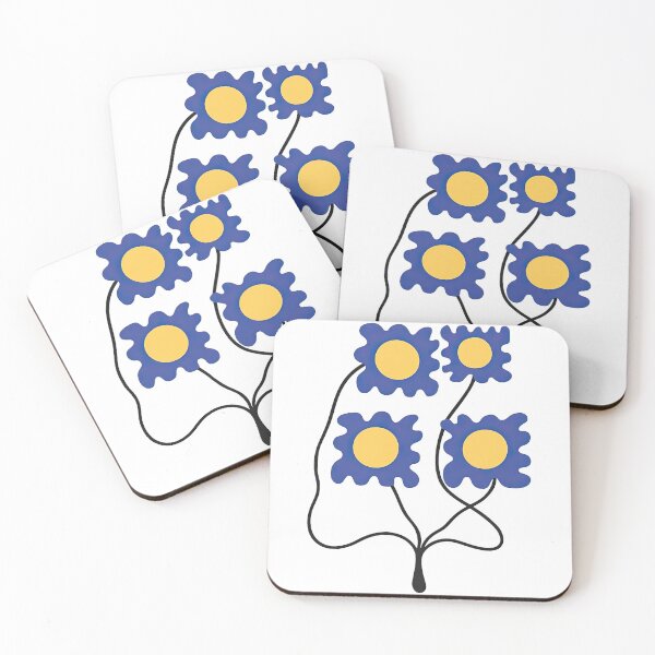 Item preview, Wavy Blue Square Flowers with Yellow Centers designed and sold by ArtfulWeave.