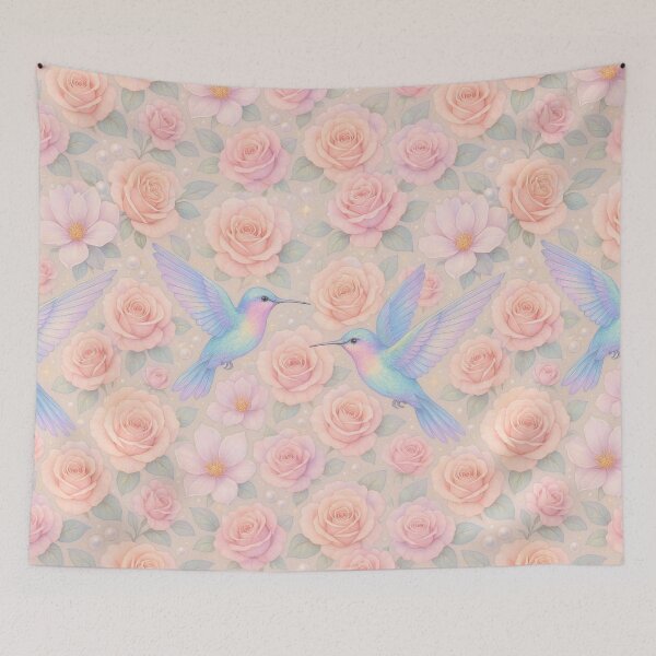 Item preview, Elegant Pastel Hummingbirds with Roses & Magnolias designed and sold by PuifaiiRWP.