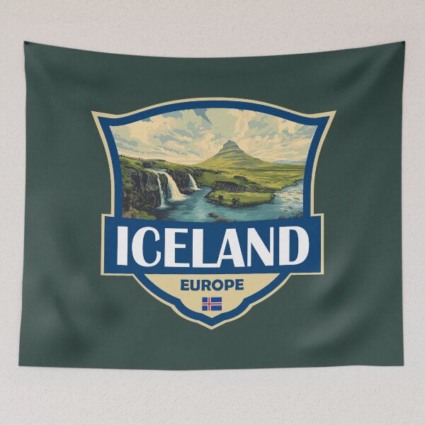 Item preview, Iceland Illustration Retro Badge designed and sold by KrisSidDesigns.
