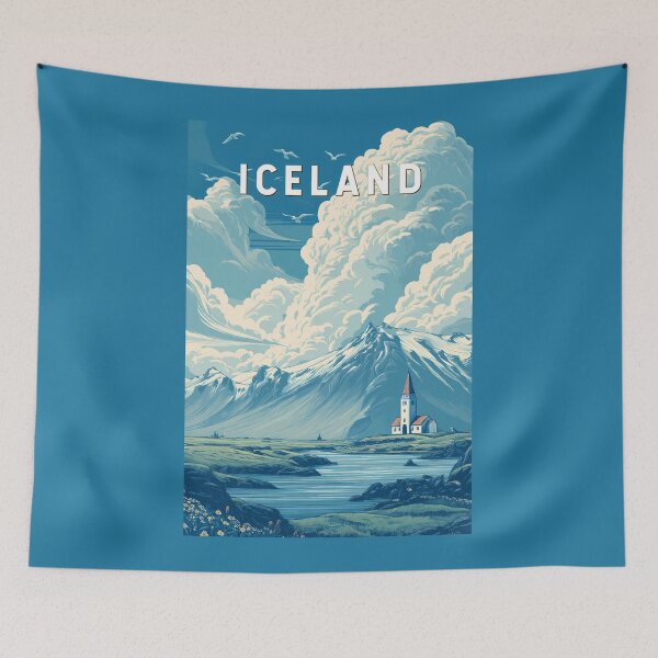 Item preview, Iceland Illustration Travel Art Vintage designed and sold by KrisSidDesigns.