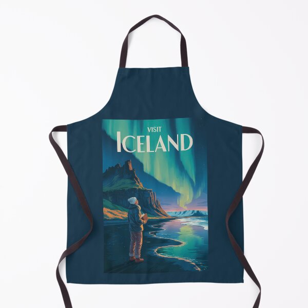 Item preview, Iceland Northern Lights Illustration Travel Art Vintage designed and sold by KrisSidDesigns.