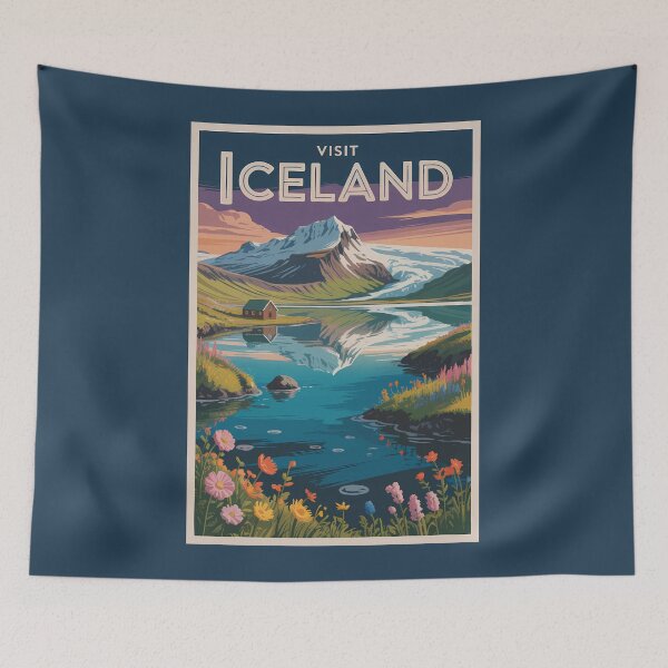 Item preview, Iceland Painterly Illustration Travel Art Vintage designed and sold by KrisSidDesigns.