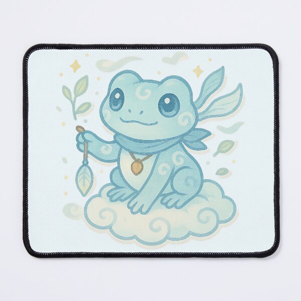 Item preview, Air Frog – Kawaii Sky Spirit with Feather and Cloud designed and sold by LuKreate.