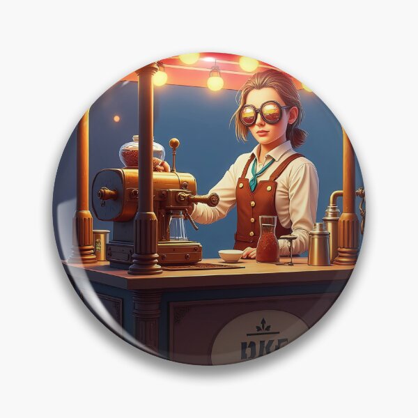Item preview, BARISTA VIAJERO EN EL TIEMPO - Arte retrofuturista del café para amantes de la ciencia ficción e historiadores de la cerveza, decoración de cocina steampunk designed and sold by Rilindi.