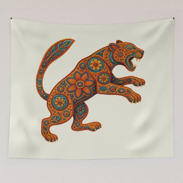 Item preview, Sacred Jaguar: Strength and Inner Vision | Huichol Art designed and sold by CreandoLuzPDLL.