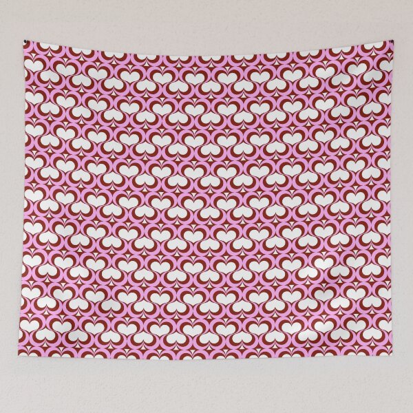 Item preview, Retro mod pink and red hearts tiled  designed and sold by ThePlantGoblin.