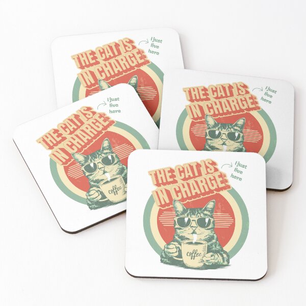 Item preview, The Cat In Charge – Funny Cat with Glasses Drinking Coffee – Boss Cat Vector designed and sold by NancyDesignshop.