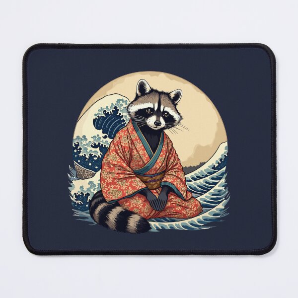Item preview, Raccoon in kimono in front of the Great Wave off Kanagawa designed and sold by Danh Style.