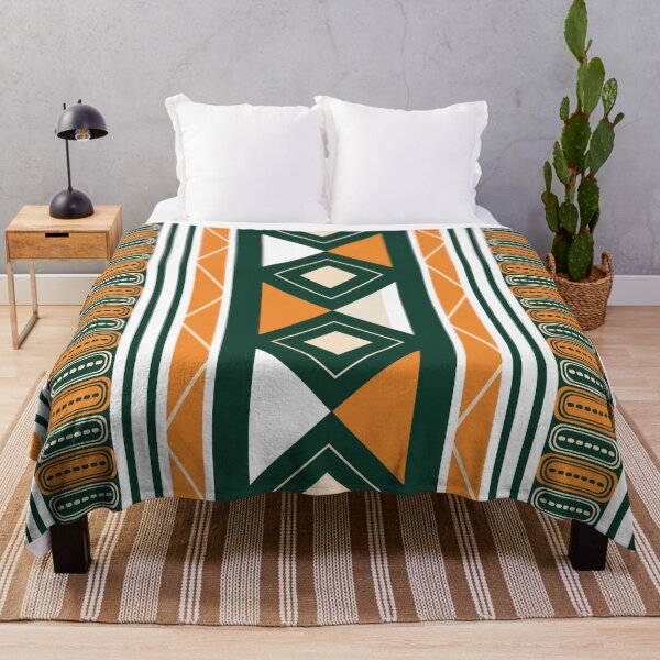 Item preview, Tribal Mudcloth Forest Green Amber Orange Charcoal Black Sunlight Beige designed and sold by zephstudoartist.