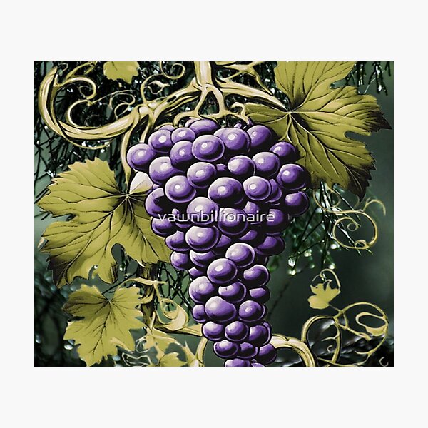 Item preview, Artful grape clusters with elegant swirling vines. designed and sold by vawnbillionaire.