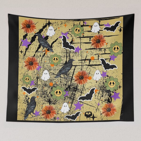 Item preview, Bat, crow and ghost Halloween pattern designed and sold by Tao's Inspired Hands.