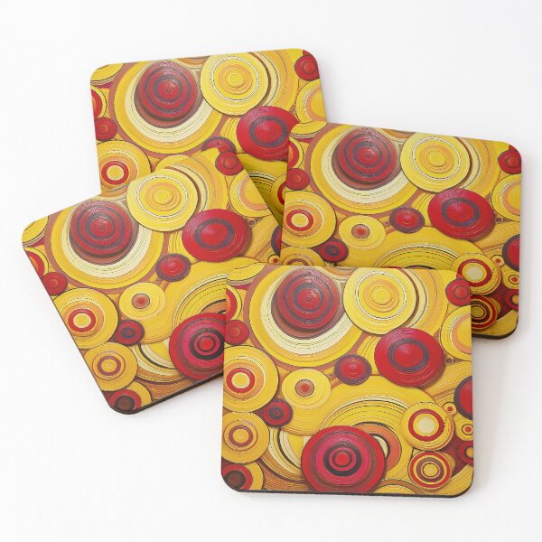 Item preview, Bold Mustard Yellow and Candy Apple Red Abstract Circles Wall Art Pattern designed and sold by mrpropcake.
