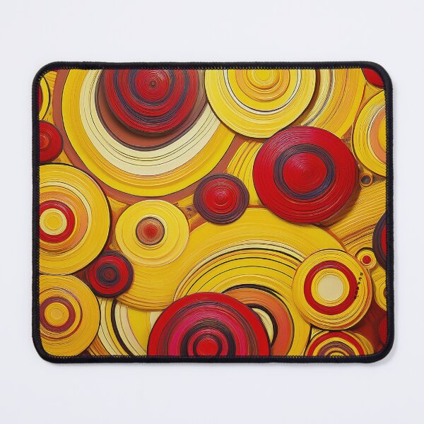 Item preview, Bold Mustard Yellow and Candy Apple Red Abstract Circles Wall Art Pattern designed and sold by mrpropcake.