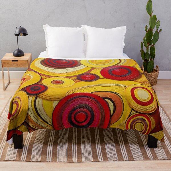 Item preview, Bold Mustard Yellow and Candy Apple Red Abstract Circles Wall Art Pattern designed and sold by mrpropcake.