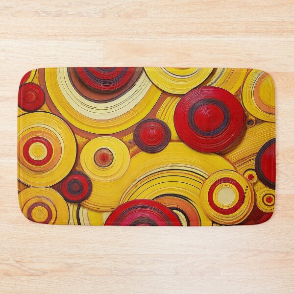 Item preview, Bold Mustard Yellow and Candy Apple Red Abstract Circles Wall Art Pattern designed and sold by mrpropcake.