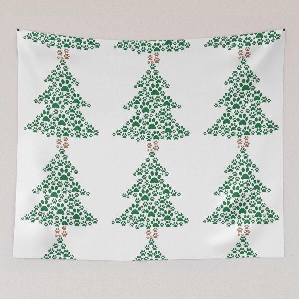 Item preview, Christmas Tree Made of Green Paw Prints designed and sold by ArtfulWeave.