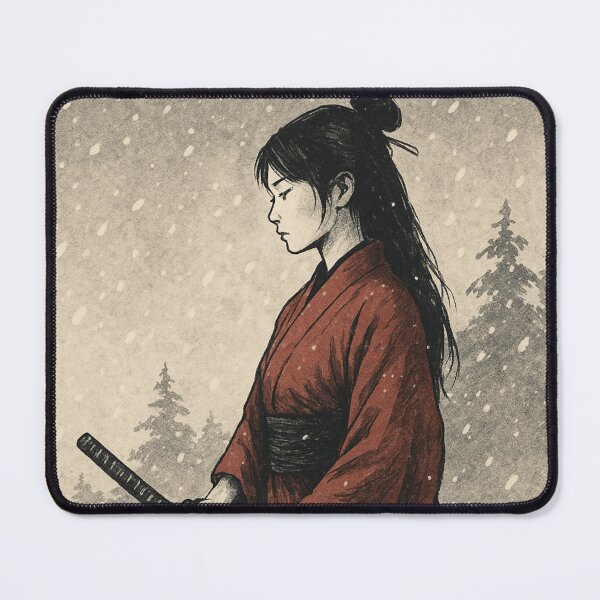 Item preview, Samurai Woman in Snow – Onna-Bugeisha Winter Warrior T‑Shirt & Merch designed and sold by ShenGha-design.