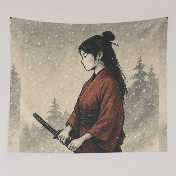 Item preview, Samurai Woman in Snow – Onna-Bugeisha Winter Warrior T‑Shirt & Merch designed and sold by ShenGha-design.