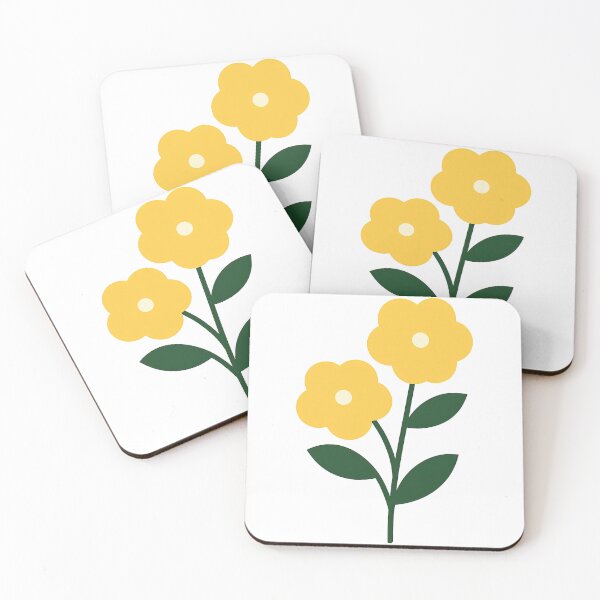 Item preview, Simple Yellow Flower Pair with Dark Green Stems designed and sold by ArtfulWeave.