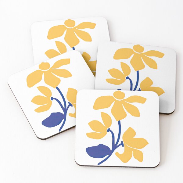 Item preview, Yellow Petaled Flowers with Blue Accents designed and sold by ArtfulWeave.